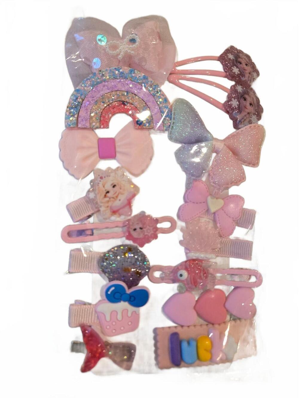 Disney Frozen pink hair clip accessory set